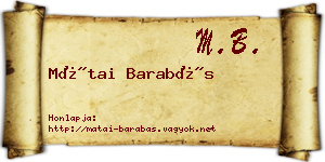 Mátai Barabás névjegykártya